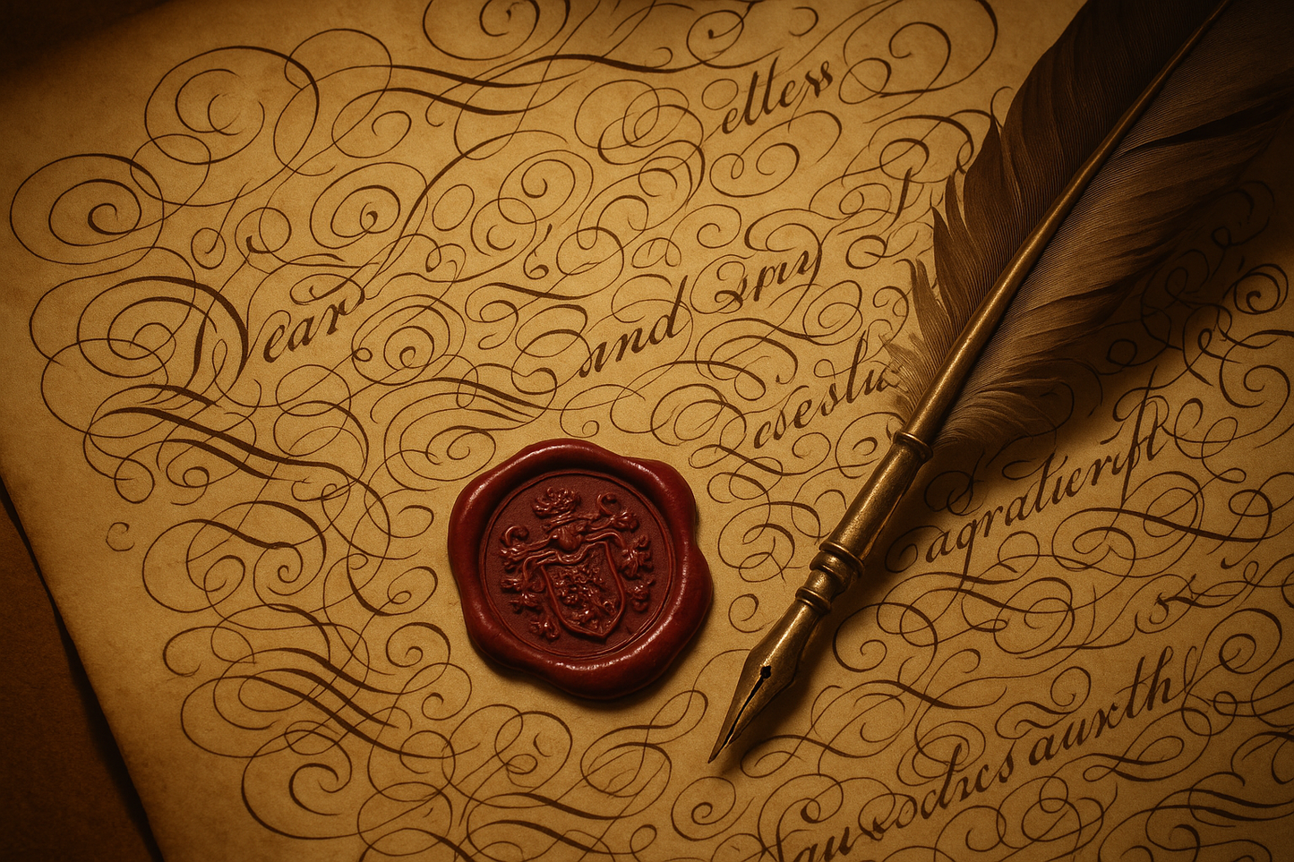 ornate letter with a wax seal